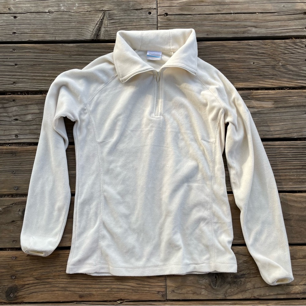 Columbia White lightweight women’s medium fleece jacket sweatshirt size medium